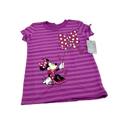 Disney Store Minnie Mouse Girls T-Shirt Glitter Bow Purple Size L (10/12) New