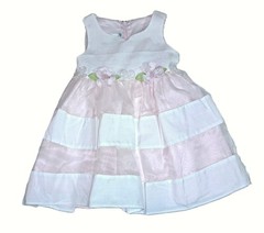 Girls BONNIE JEAN pink party dress 2T beaded Easter white linen tulle lined