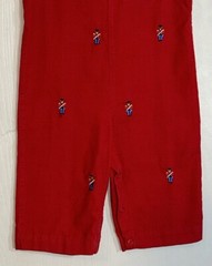 Betti Terrell Baby Boy Sz 12M Overalls Red Corduroy Embroidered Soldiers Buttons