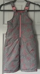 LONDON FOG Baby Girl Grey Pink Snow Bibs Suit Overalls 18 Months Unicorn Bears