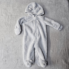 Carter’s Teddy Fleece Snow Suit Hooded One Piece Infant Size 6 Months Bear Ears