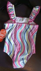 NWT Wonder Nation Toddler Girl’s Pink Striped One-Piece Swimsuit Size 3T
