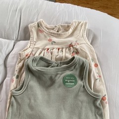 Little Planet Organic Cotton Sleeveless Romper 6-9M Fruit Print Green Ruffle 2pc