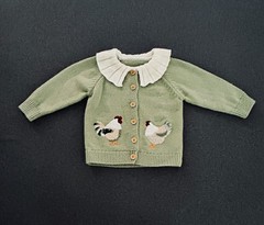Boutique Toddler Girls Cottagecore Sweater 2T Embroidered Chickens Sage Green