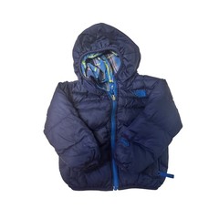The North Face Toddler 2T Reversible 550 Down Puffer Jacket Navy Blue Plaid