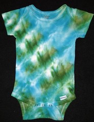 Light Blue & Dark Green Rolled Ice Dye Tie Dye Baby Onesie ~ Sz 3-6M