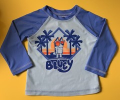 BLUEY THE DOG RASH GUARD SWIM SHIRT BABY TODDLER BOYS SIZE 12M 12 MONTHS BLUE