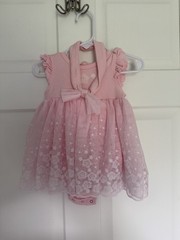 Little Me Girls Pink Dress 6 Months plus Headband