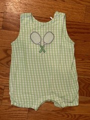 Toddler Boys Angel Dear Bamboo Green Plaid Tennis Rackets Romper 18-24 Months