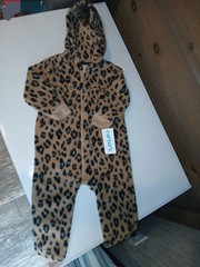Carter’s Baby Girl Cheetah Print Zip Up Fleece One Piece Size 18 Months New