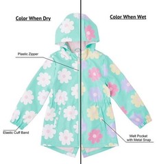 Member’s Mark Toddler Girls Color-Changing Rain Jacket, Size 3T, NEW WITH TAGS