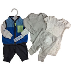 Carter’s Baby Boy Newborn Outfit Set Lot 6pc Elephant Bodysuit Ski Pants
