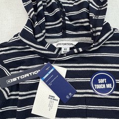 NEW Distortion Hooded Jersey Top Soft Cotton Stripe Navy Toddler Unisex 4T