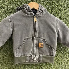 Vintage Carhartt Toddler 2T YTJ130 MOS Canvas Jacket Quilted Hooded Green Baby