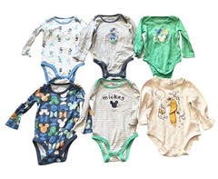 Disney Baby Bodysuit Lot 6 12 Months Mickey Winnie Pooh Long Sleeve
