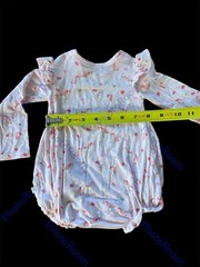 Posh Peanut EUC Pink Unicorns Ruffled Bamboo Bodyshirt Bubble-0-3Months