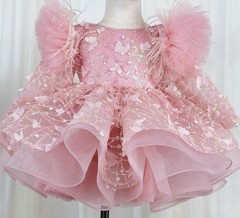 Baby Girl Pageant Dress Flower Girl Birthday Butterfly Sequins for Toddler 12 Mo