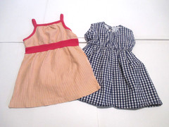 TEA COLLECTION & CZ BABY CAROLINA ZAPF 2 DRESS ORANGE & BLUE SIZE 12-18 MONTHS