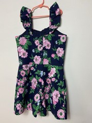 Janie And Jack Merchant Marine Floral Pique Romper 11-12 Anos Navy Blue Pink