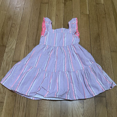Juicy Couture Girls 3T Striped Sundress Purple Pink Square Neck Ruffle Lined