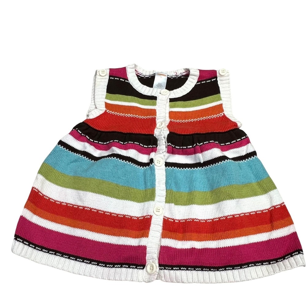 Gymboree Striped Cardigan Sweater Vest 3T 2011 2012 Orange Pink Blue Brown