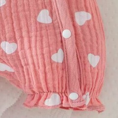 Baby Girls 4pcs Set Round Cotton Soft Heart Printing Daily Wear Cute Bodysuit