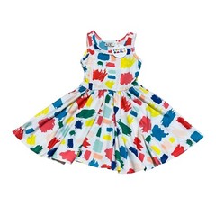 Dot Dot Smile Girls 2T Tank Dress Rainbow Paintbrush Stroke Twirl Skirt NWT