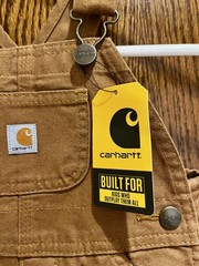 NWT Carhartt Duck Br. Canvas Bib Overalls Baby Sz 12M All Cotton Snap Leg