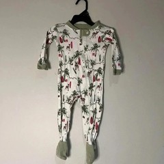 Burts Bees One Piece Zip Baby Christmas Pajamas Surf Deer, Size 6-9 Months