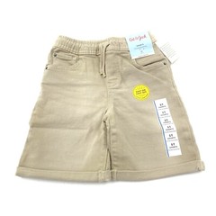 Cat & Jack Toddler Boys Size 5T Pull-On Jean Shorts Cuffed Super Stretch Khaki