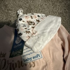 GERBER ORGANICS BABY SOFT 3 PIECE PRINCESS SET 0-3 MONTHS NEW W TAGS