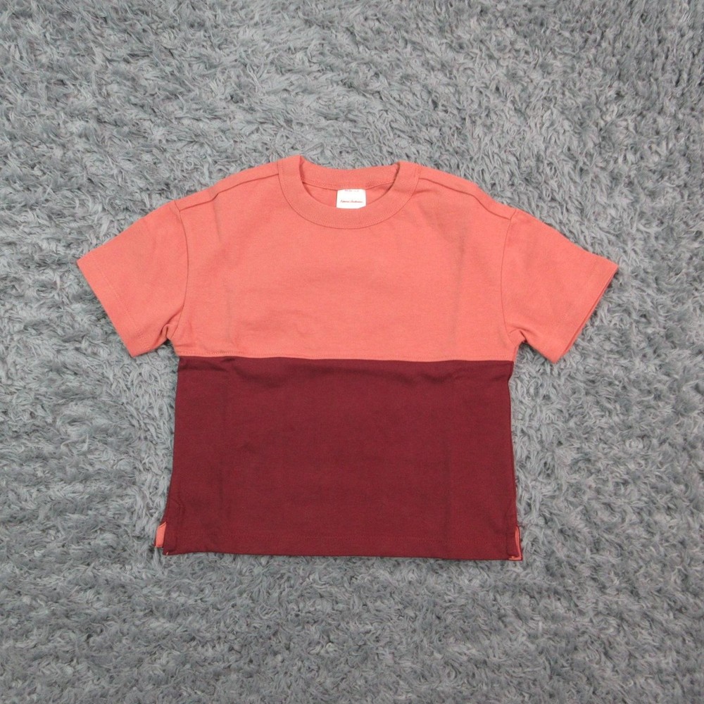 Hanna Andersson Shirt Unisex Kids 3T Red Colorblock Jersey Short Sleeve NWT