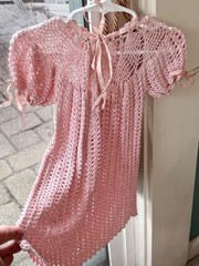 Vintage Handmade Heirloom Crocheted Sienna Pink Garden Party Dress