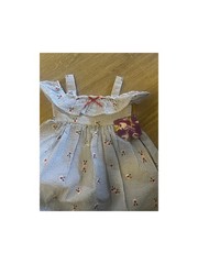Blueberi Blvd Strip Embroidered Flowers Scalloped Trim Summer Party Dress NWT