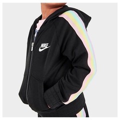 Nike Girls Rainbow Tape Jacket and Shorts Set Outfit Black 2T 3T 4T NEW