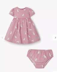 John Lewis Bunny Dress corduroy Dress Bunny Print Size 9-12 Pink
