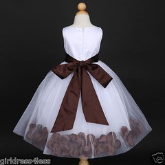 US Seller White Pageant Baby Wedding Flower Petals Girl Dress 12M 18M 2 4 6 8 10