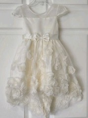 Biscotti Girl’s Hi/Lo Ivory Glittery Gold Wedding Formal Party Dress Sz 3T