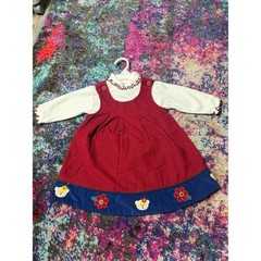 Vintage Samara Corduroy Jumper Dress Sz 2T Navy Hem & Embroidered Bears | Fall