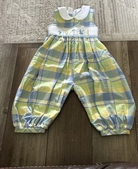 Royal Child Yellow Blue Green Plaid Sleeveless Romper Pant 2T