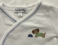 Magnolia Baby 100% Pima Cotton Kimono Top With Embroidered Dachshund, Newborn