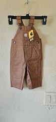 NWT Carhartt Duck Br. Canvas Bib Overalls Baby Sz 12M All Cotton Snap Leg
