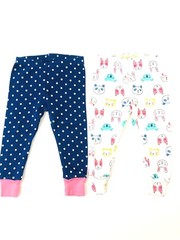 Carters Leggings Baby 12 Month Blue Pink Dot Cat Bunny Dog Pull on Pants Bundle