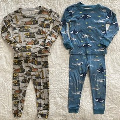 Lot of 2 – Toddler 2 Piece Pajama Sets (4 pc.), 2T, Sharks & Tractors