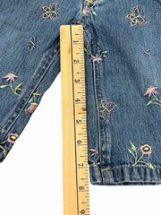 Vintage Y2K Faded Glory Embroidered Floral Butterfly Baby Denim Blue Jeans 12 M