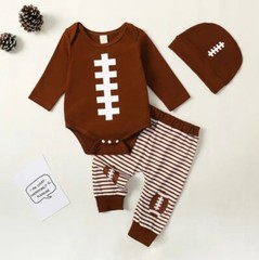 NEW Football Baby Boys Bodysuit Pants Hat Outfit Set