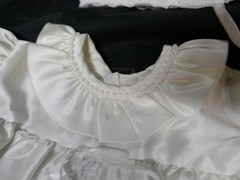 (6-12 Months)- (13-18 Lb) Baby Toddler White Pearl Beaded Wedding Dress with Hat