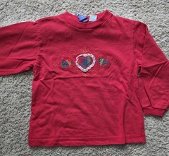 Vintage 4T Girls Red Long Sleeve Shirt Scotty Dog Heart Graphic