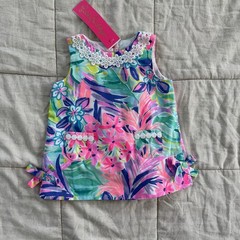 Lilly Pulitzer Collage Print Cotton Shift Dress & Bloomers 6-12 months NWT