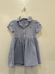 Ralph Lauren Toddler Girls Striped Shirt Dress – Size 18M Designer Baby Dress